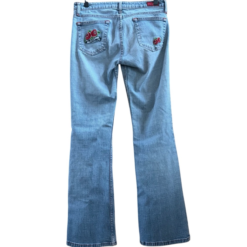 Lei Jeans Y2K Bootcut Light Wash Denim Jeans with Red floral logo size 7 - Picture 3 of 15